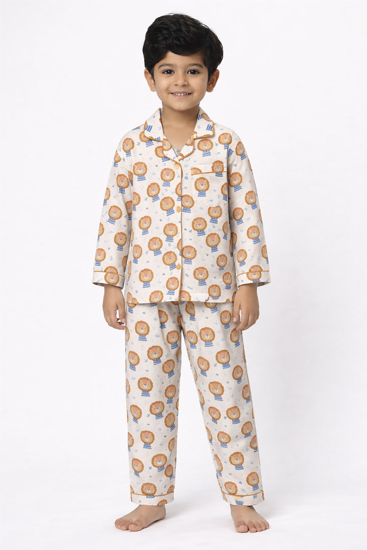 Calm Cub Print Long Sleeve Kids Night Suit