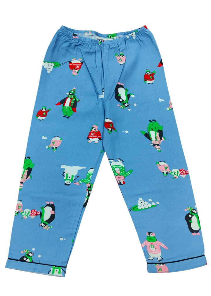 Frosty Penguin Dreams Cotton Flannel Long Sleeve Kids Night Suit