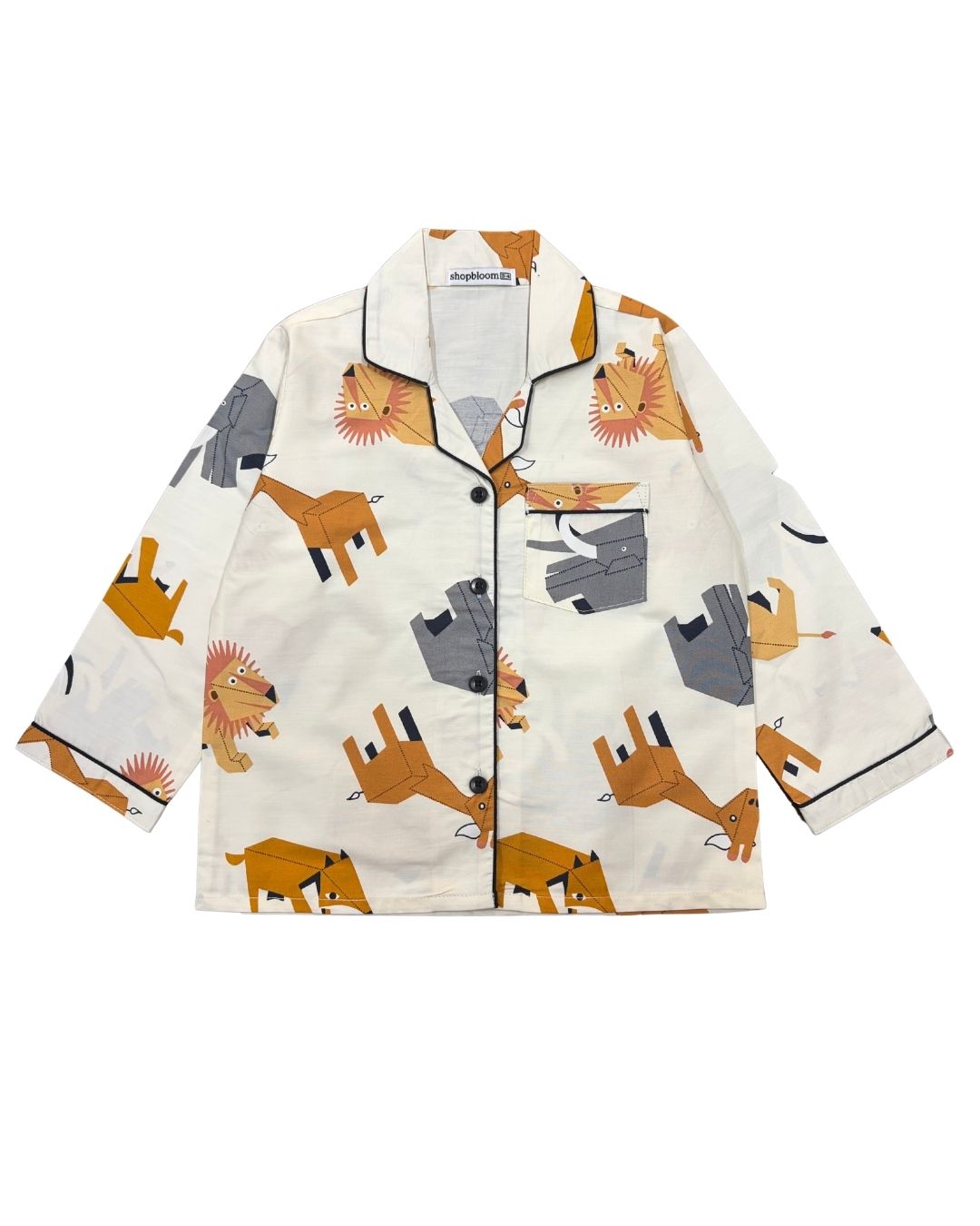 Rusty Tail Print Long Sleeve Kids Night Suit