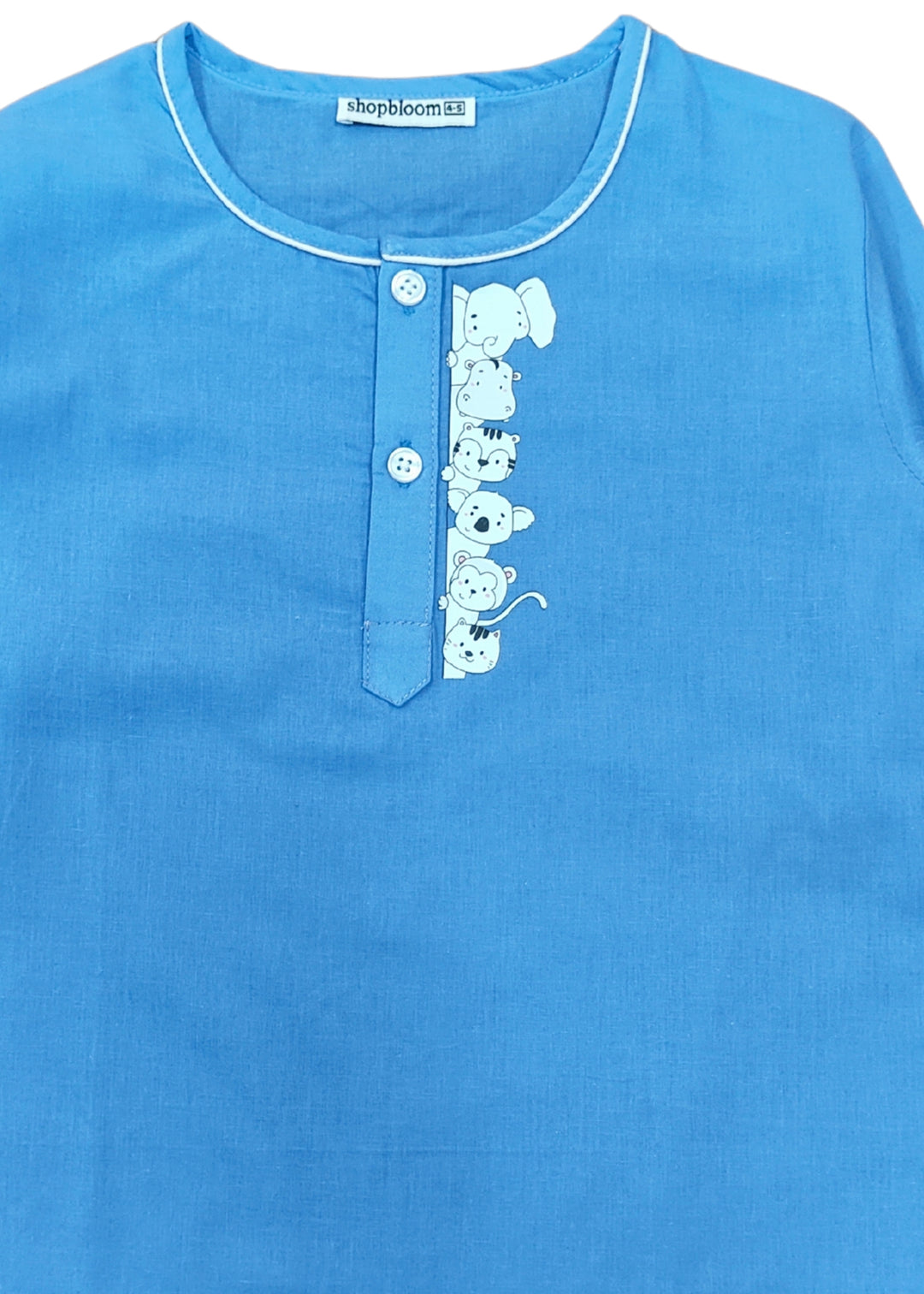 Animal Kingdom Print Round Neck Long Sleeve Kids Night Suit