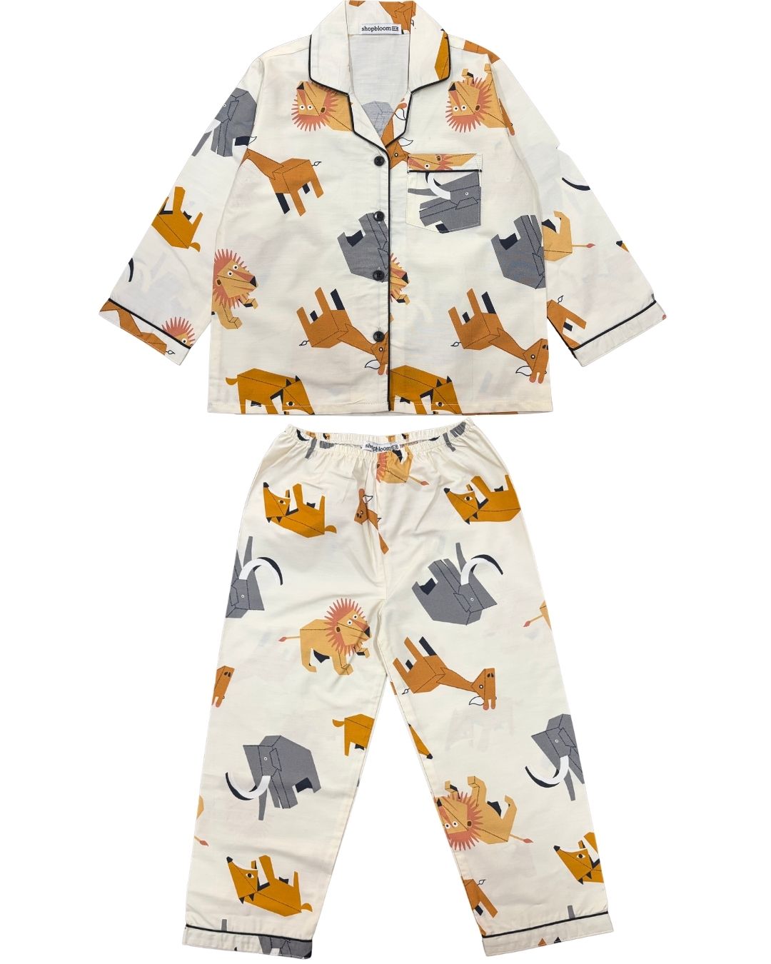 Rusty Tail Print Long Sleeve Kids Night Suit