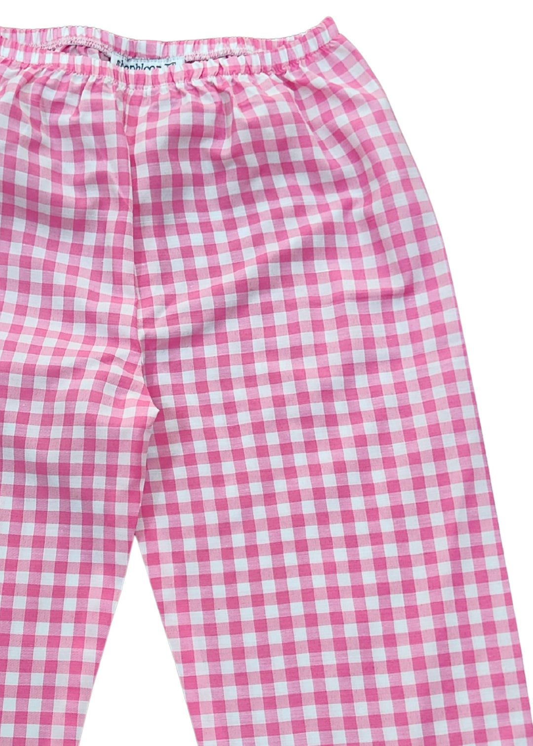 Pink Checkered Print Long Sleeve Kids Night Suit