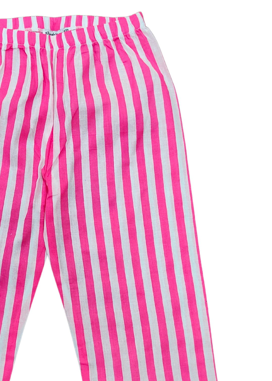 Neon Pink Stripes Long Sleeve Kids Night Suit