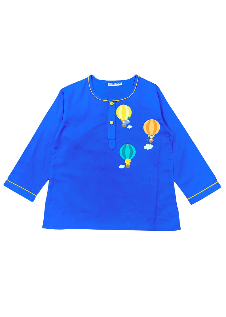 Sky Safari Print Round Neck Long Sleeve Kids Night Suit