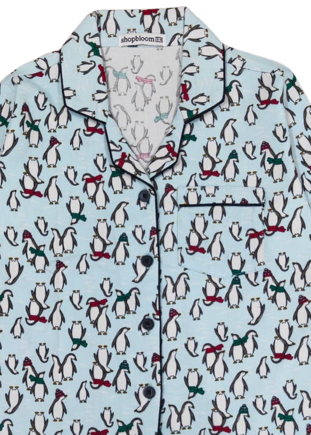 Frosty Penguin Cotton Flannel Long Sleeve Kids Night Suit