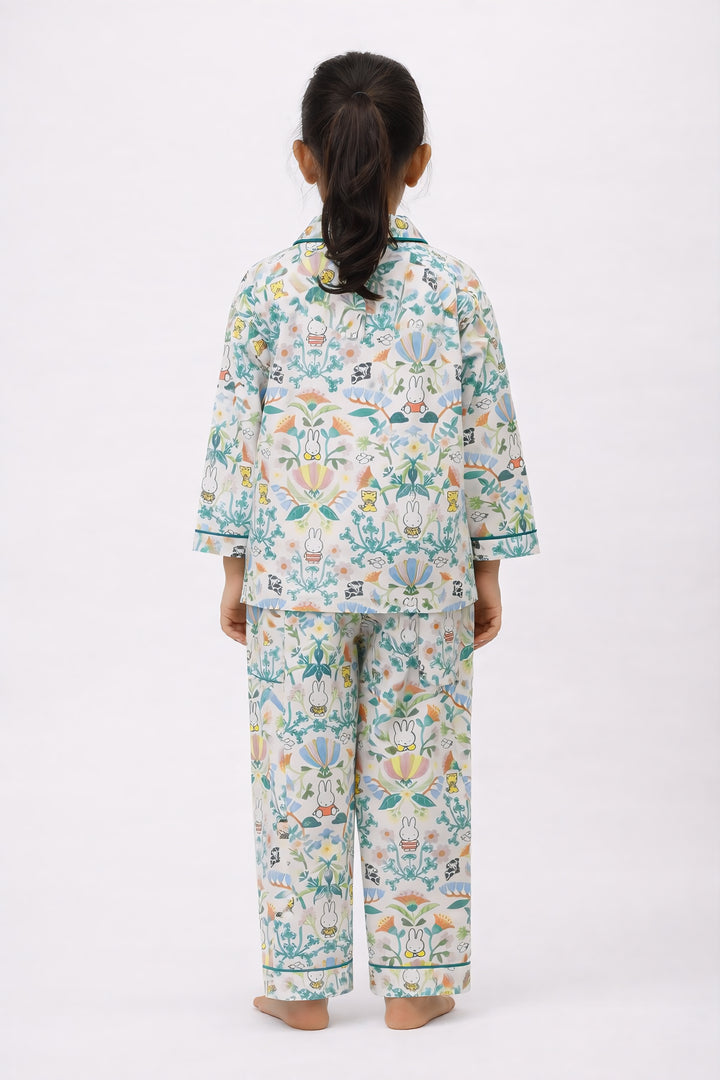 Little Meadow Friends Print Long Sleeve Kids Night Suit