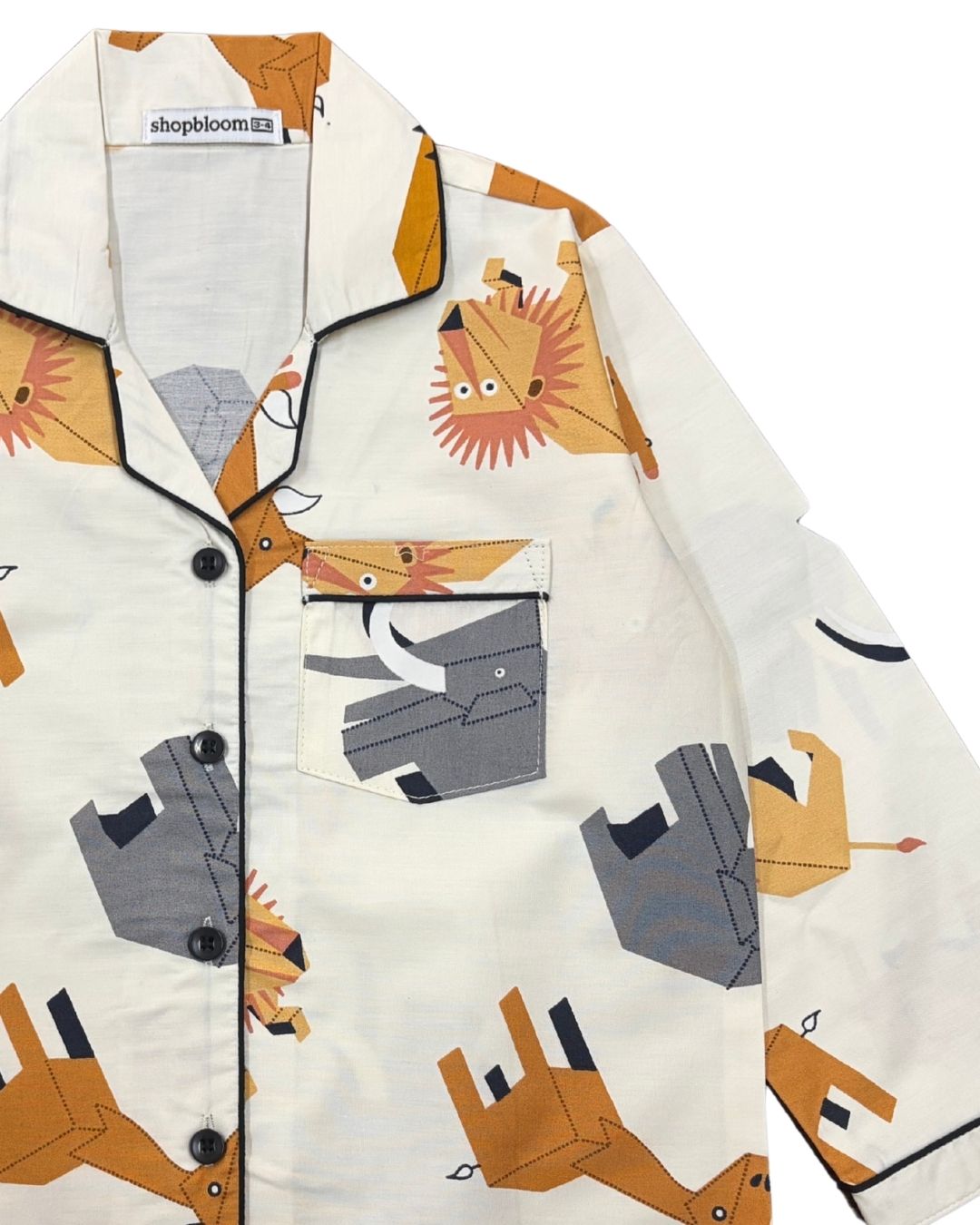 Rusty Tail Print Long Sleeve Kids Night Suit