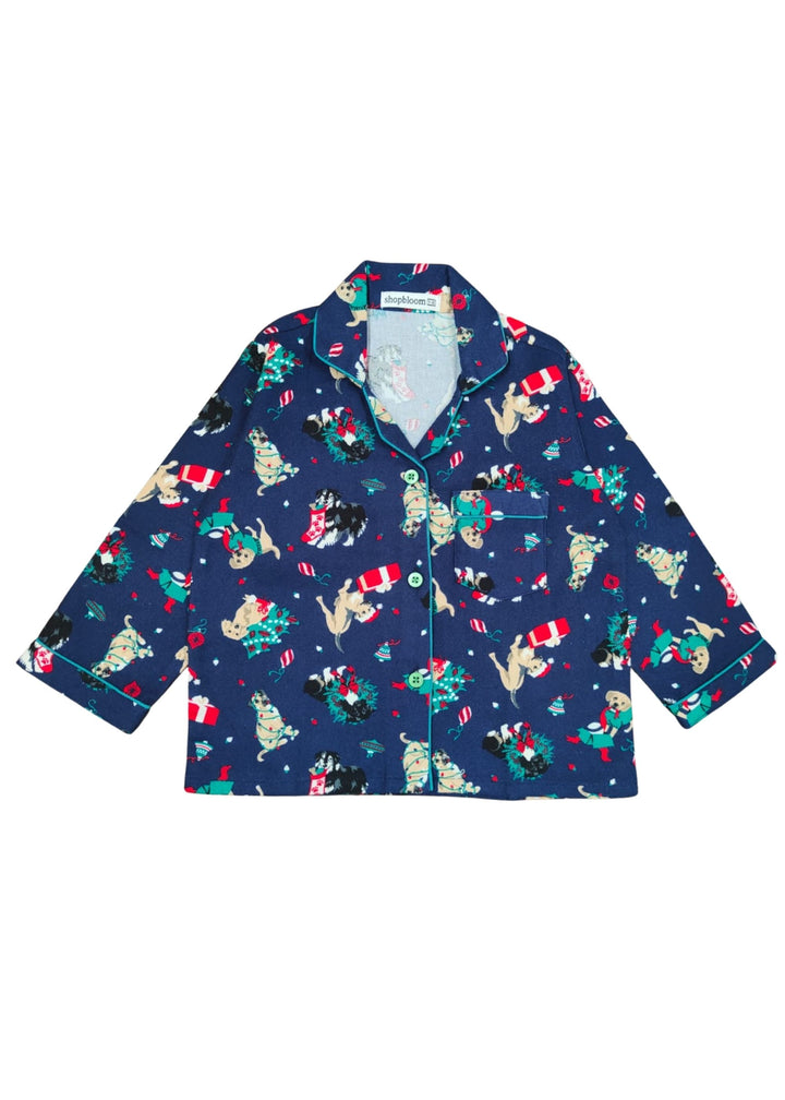 Festive Fur Friends Cotton Flannel Long Sleeve Kids Night Suit