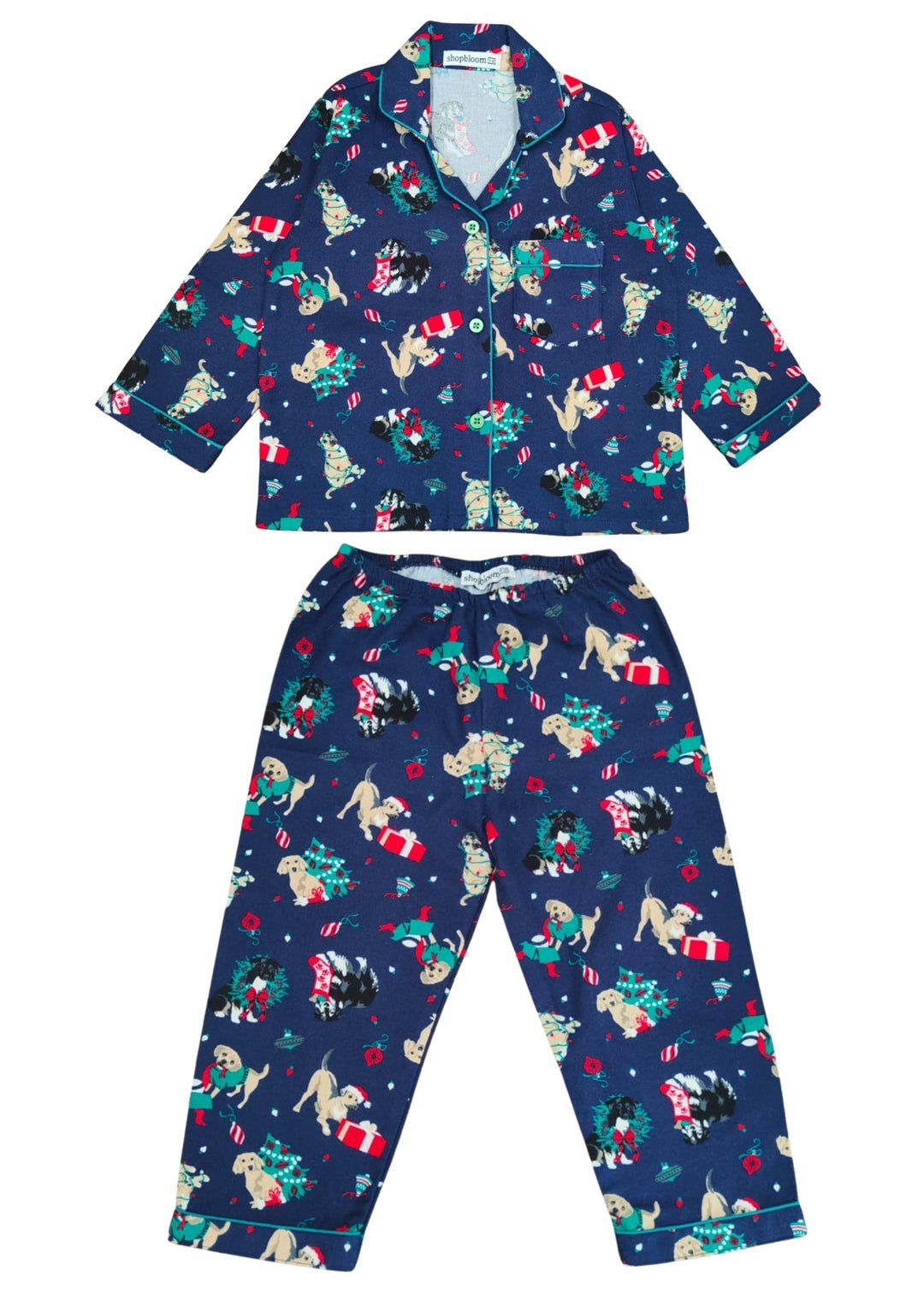 Festive Fur Friends Cotton Flannel Long Sleeve Kids Night Suit