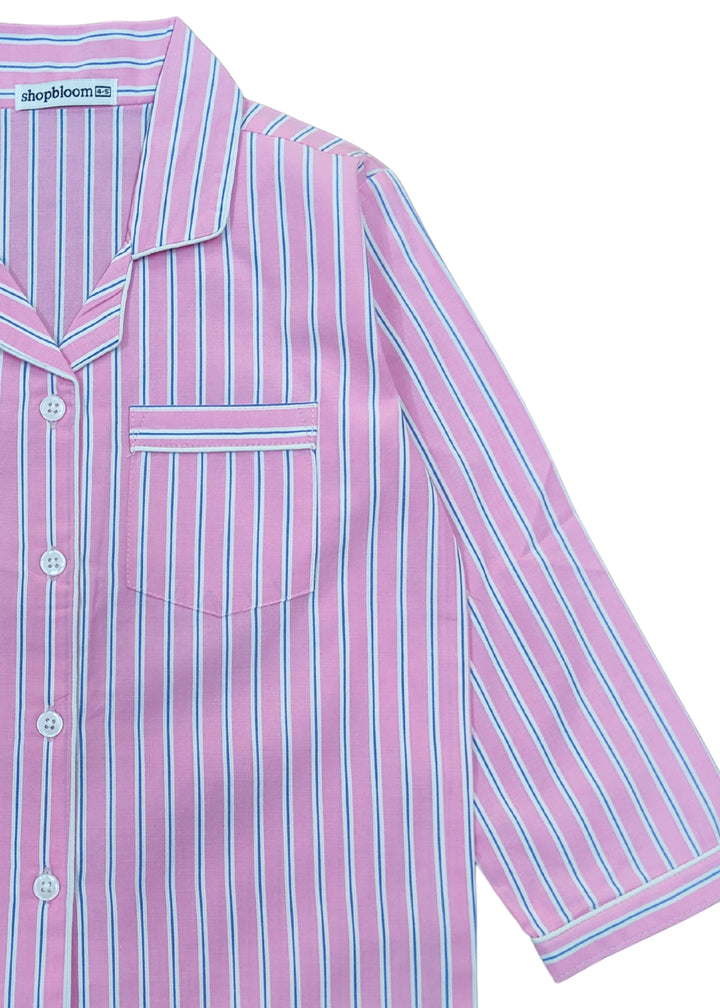 Stripes Print Long Sleeve Kids Night Suit