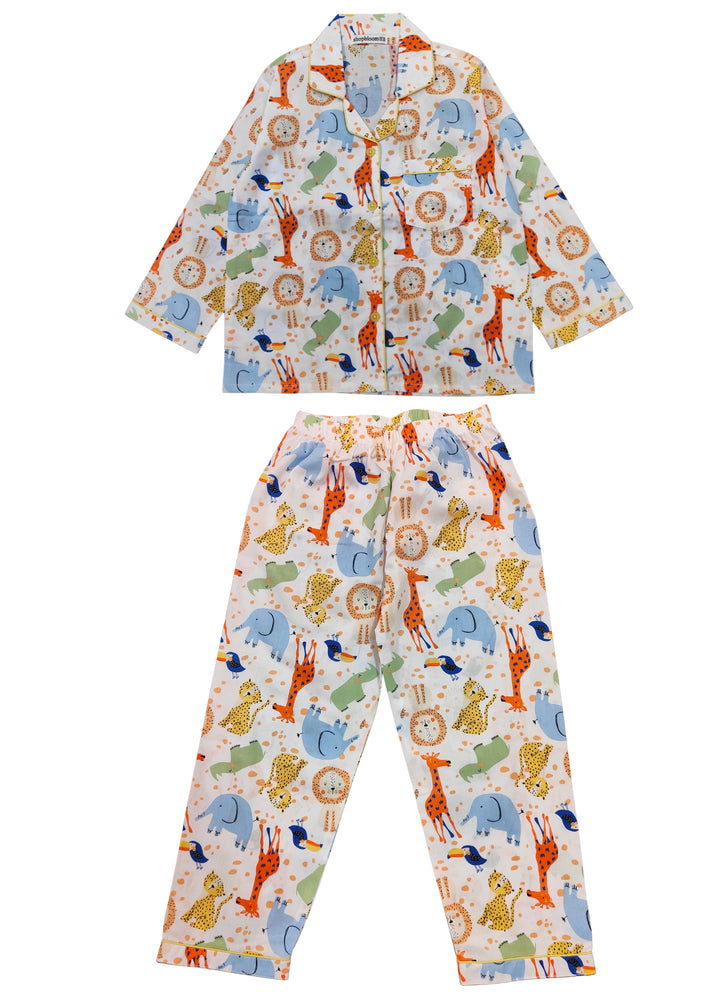 Colorful Animals Print Long Sleeve Kids Night Suit