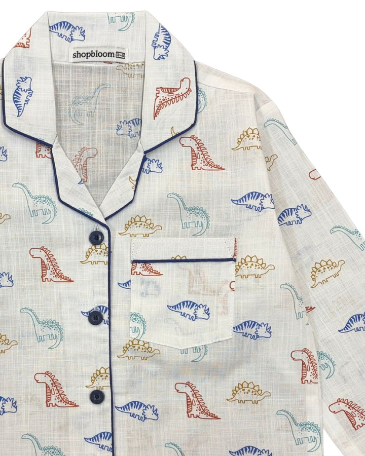 Little Roars Print Long Sleeve Kids Night Suit