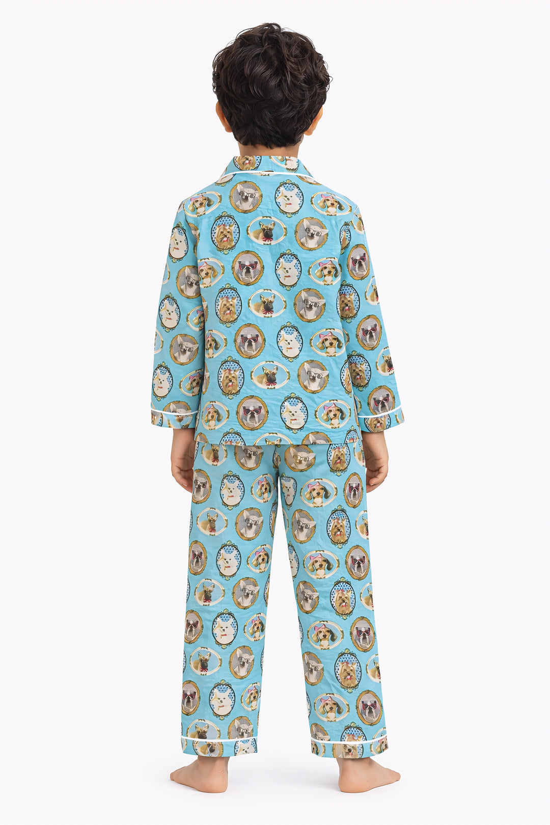 Happy Tails Print Long Sleeve Kids Night Suit