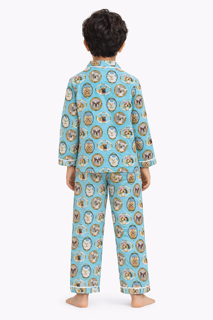 Happy Tails Print Long Sleeve Kids Night Suit