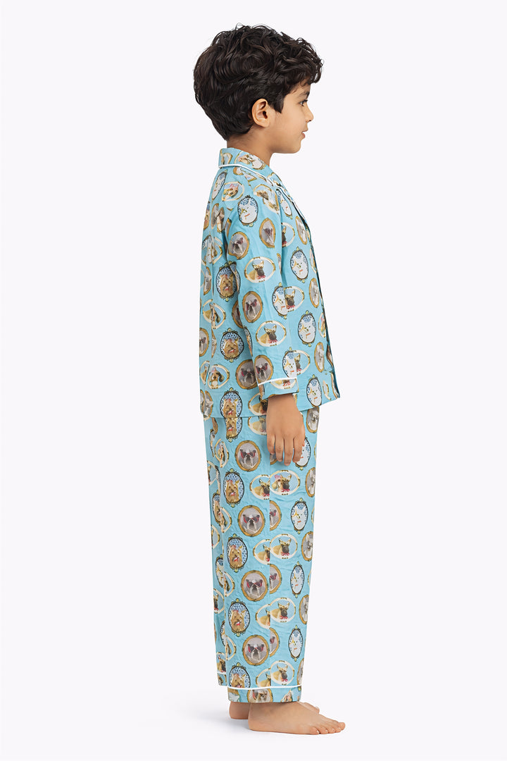 Happy Tails Print Long Sleeve Kids Night Suit