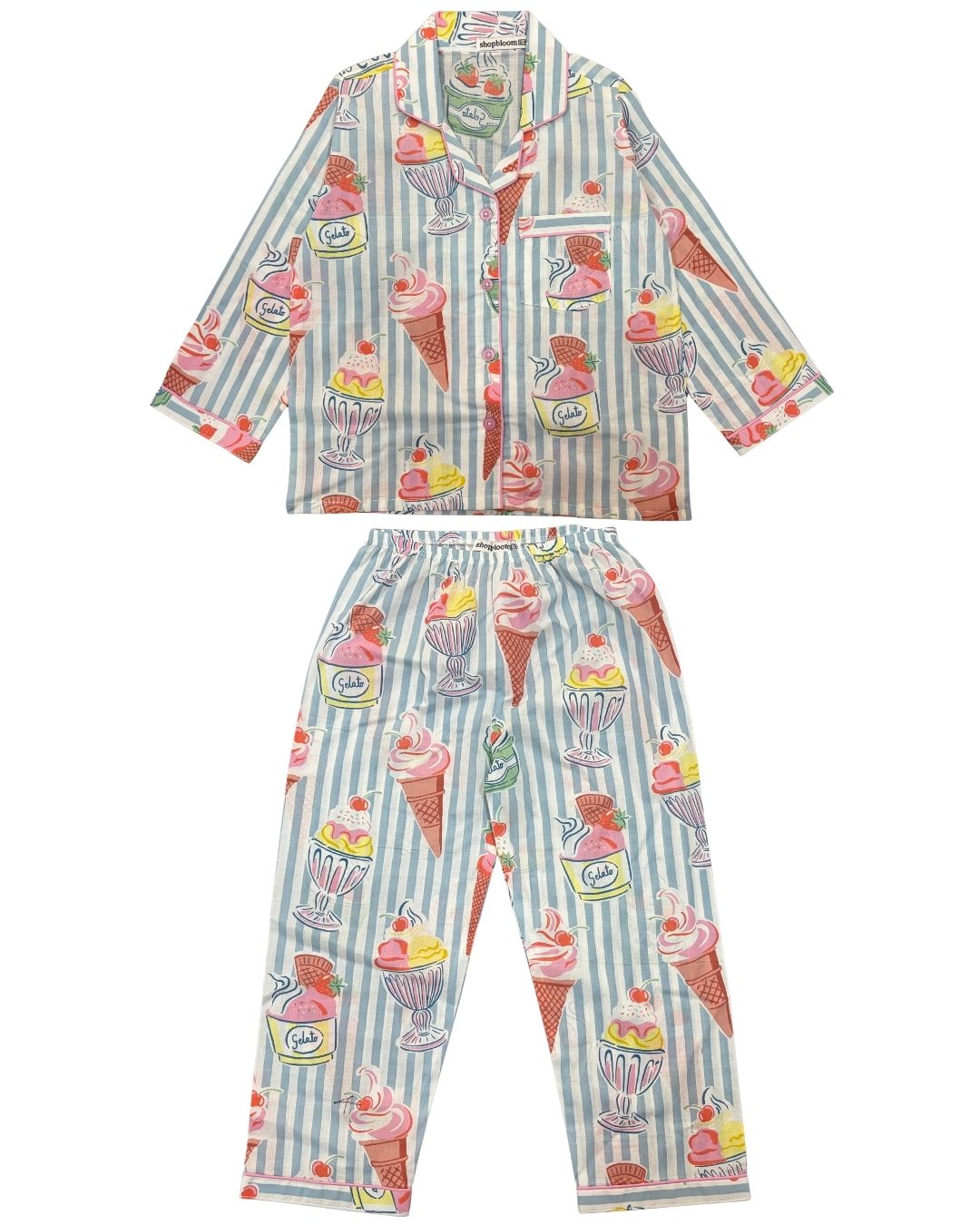 Sweet Scoops Print Long Sleeve Kids Night Suit