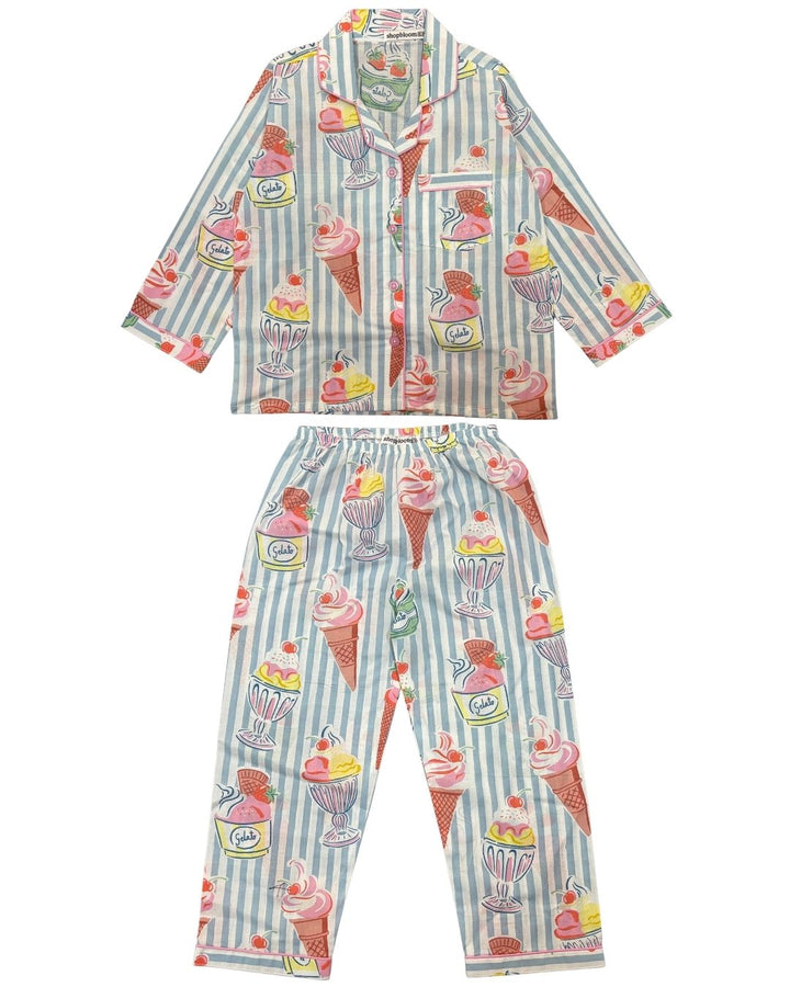 Sweet Scoops Print Long Sleeve Kids Night Suit