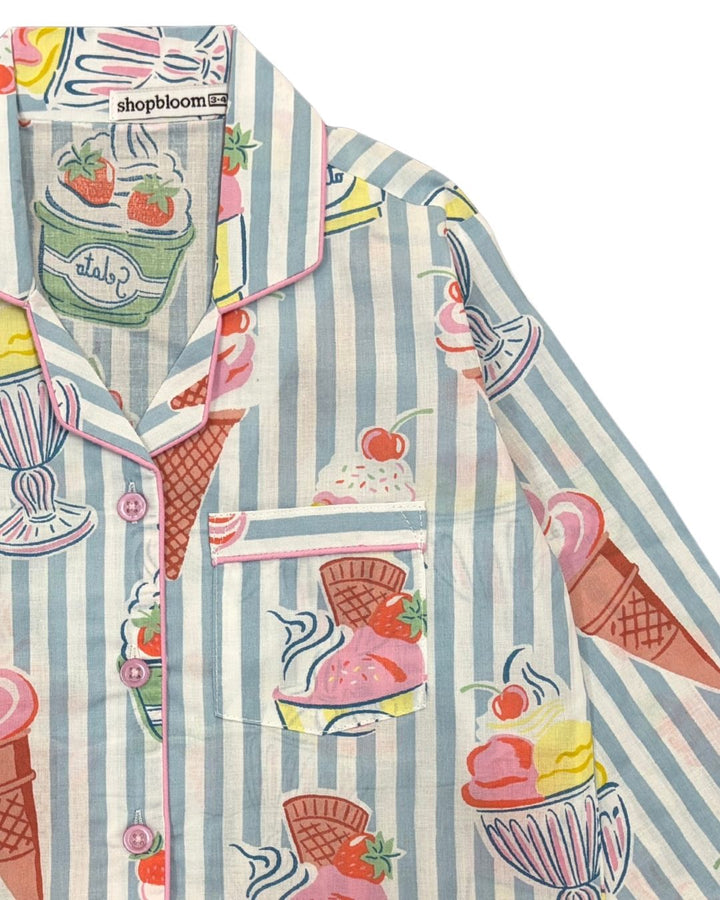 Sweet Scoops Print Long Sleeve Kids Night Suit