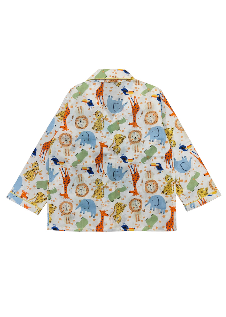Colorful Animals Print Long Sleeve Kids Night Suit