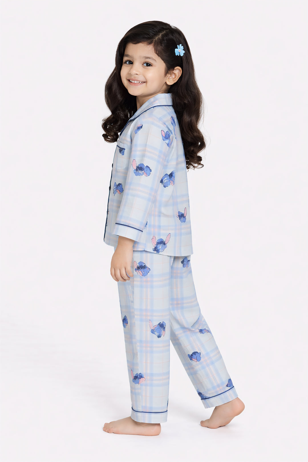 Sleepy Stitch Print Long Sleeve Kids Night Suit