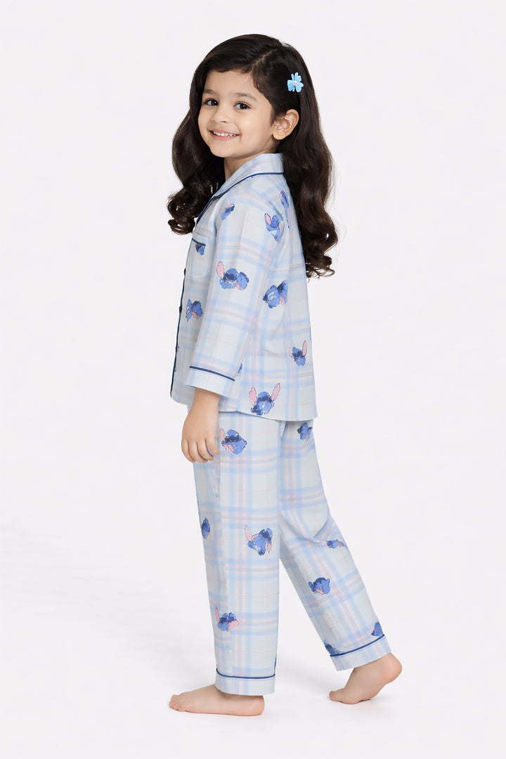 Sleepy Stitch Print Long Sleeve Kids Night Suit