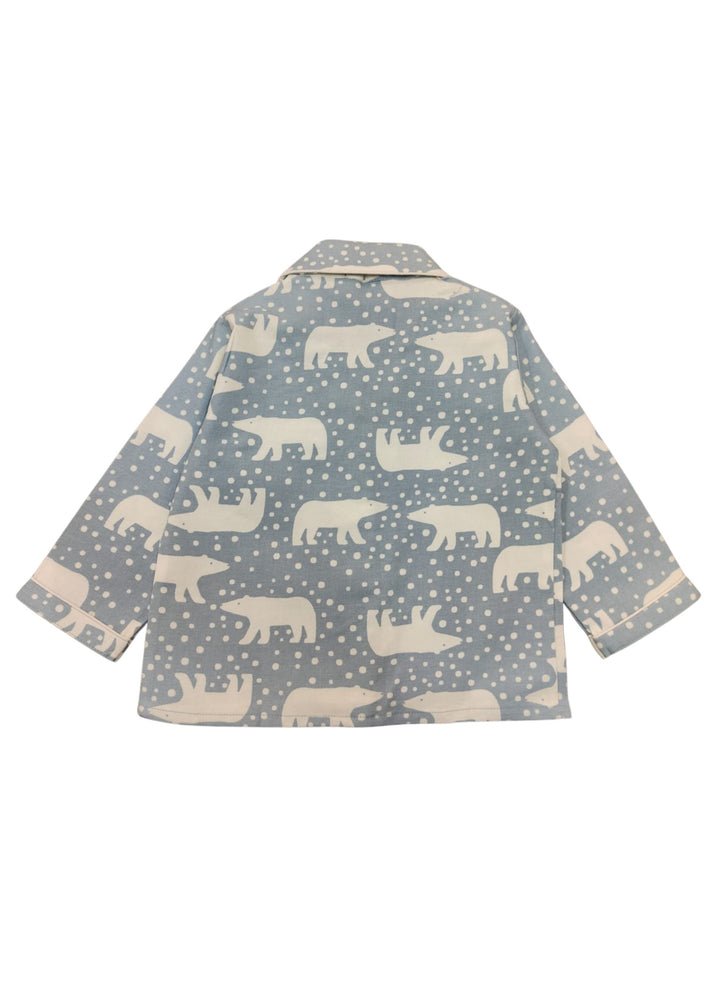 White Polar Bear Cotton Flannel Long Sleeve Kids Night Suit