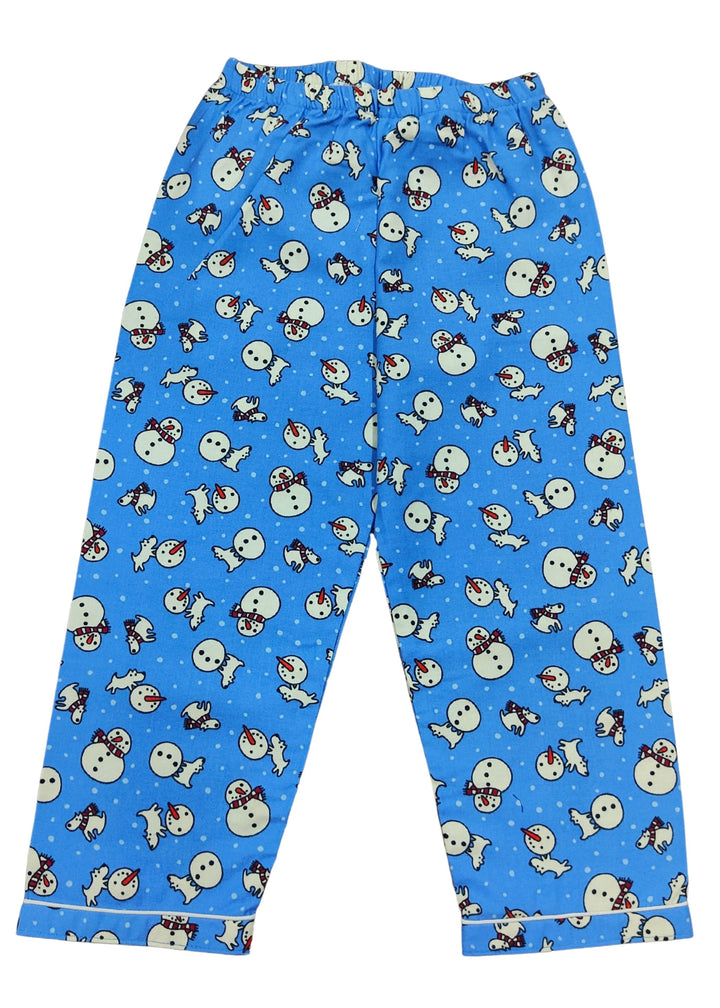Winter Snowman Cotton Flannel Long Sleeve Kids Night Suit