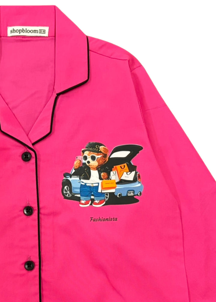 Fashionista Print Long Sleeve Kids Night Suit