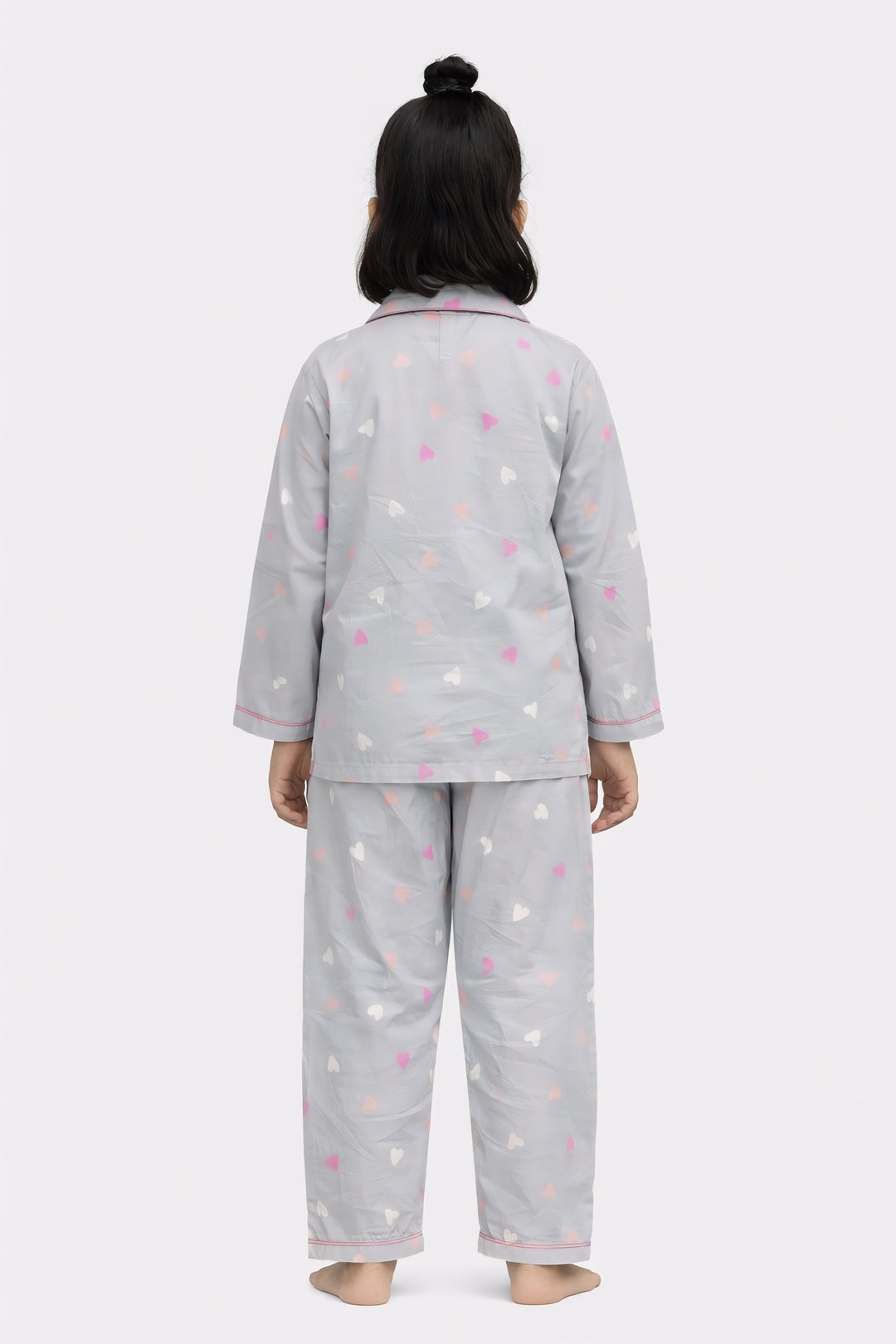 Hearts & Giggles Print Long Sleeve Kids Night Suit