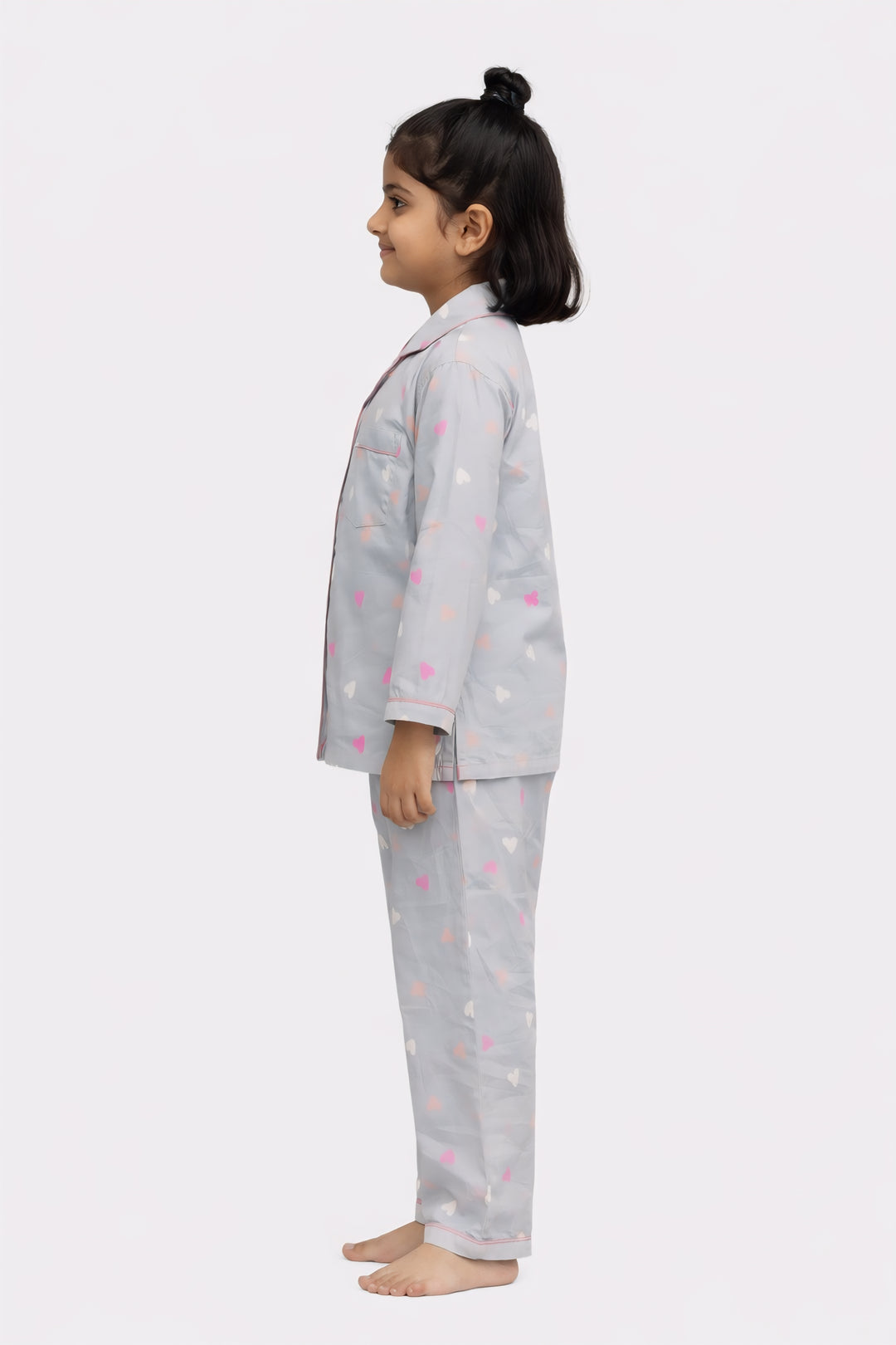 Hearts & Giggles Print Long Sleeve Kids Night Suit