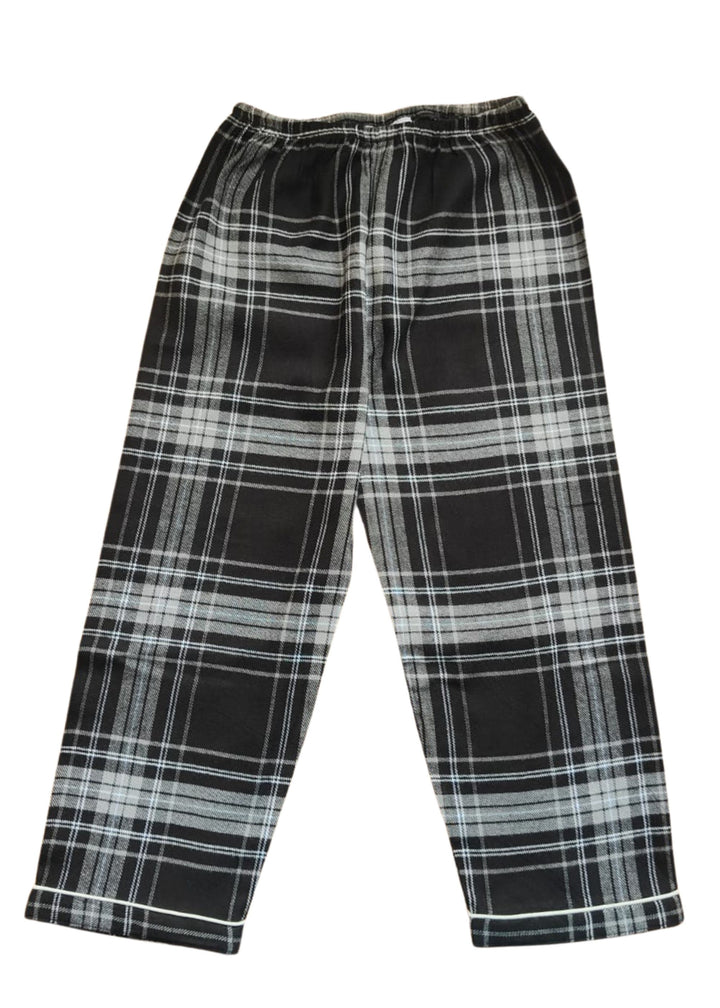 Black Checkered Cotton Flannel Long Sleeve Kids Night Suit