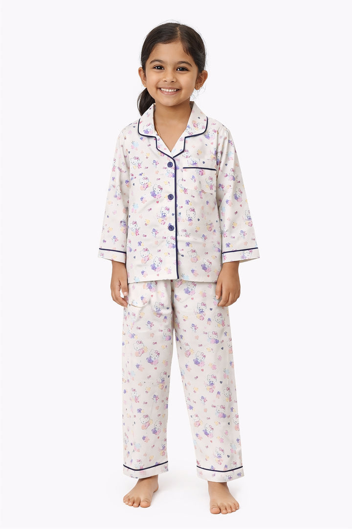 Whisker Wiggles Print Long Sleeve Kids Night Suit