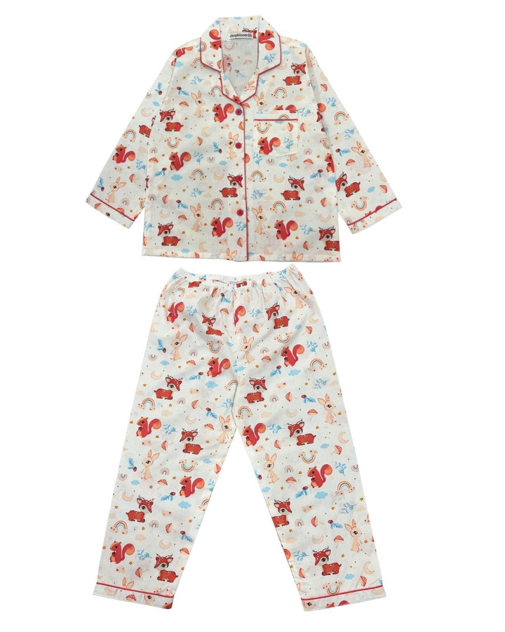 Nutty Buddy Print Long Sleeve Kids Night Suit