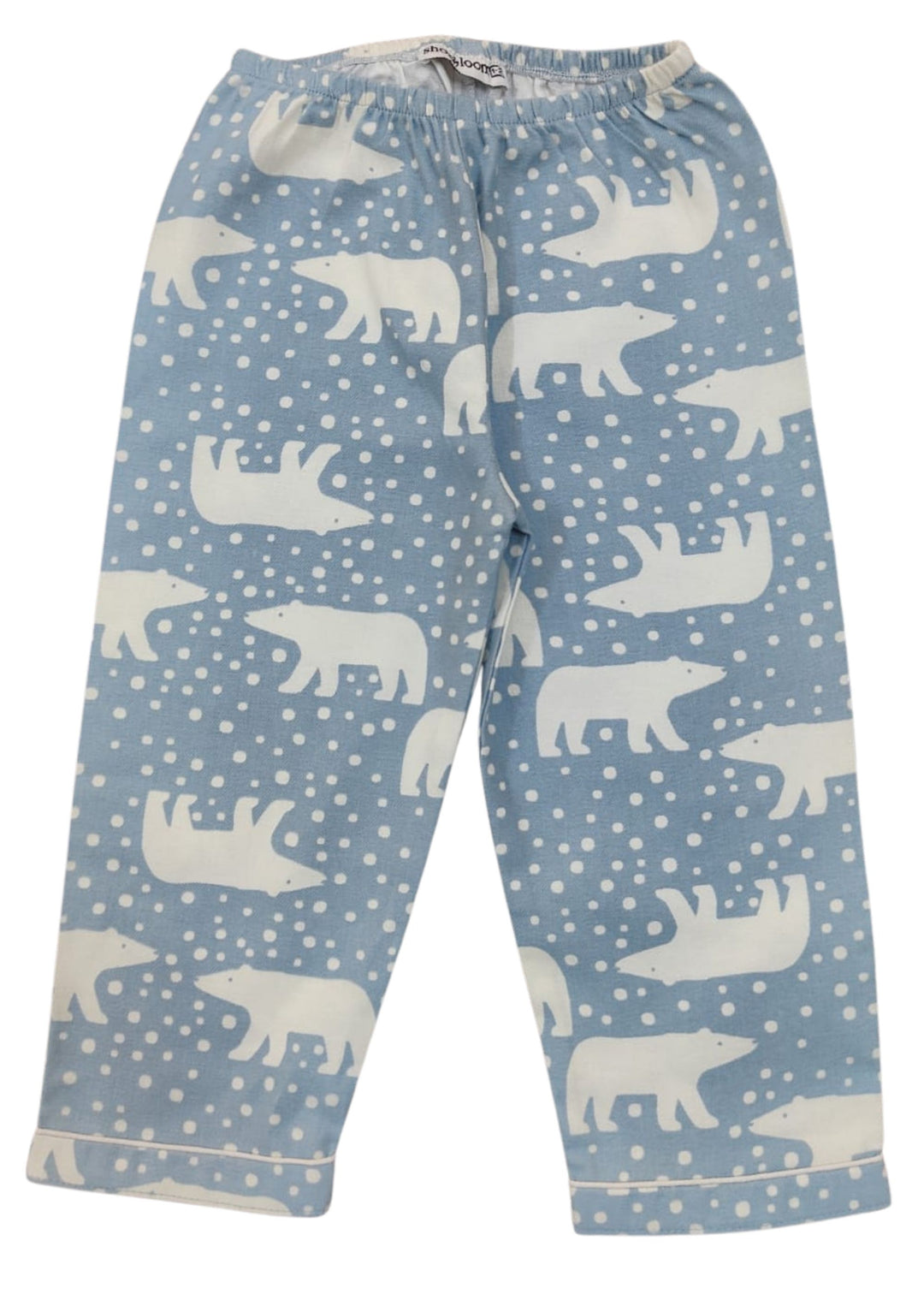 White Polar Bear Cotton Flannel Long Sleeve Kids Night Suit