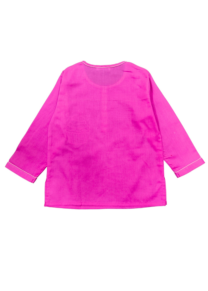 Rainbow Heart Glitter Print Round Neck Long Sleeve Kids Night Suit