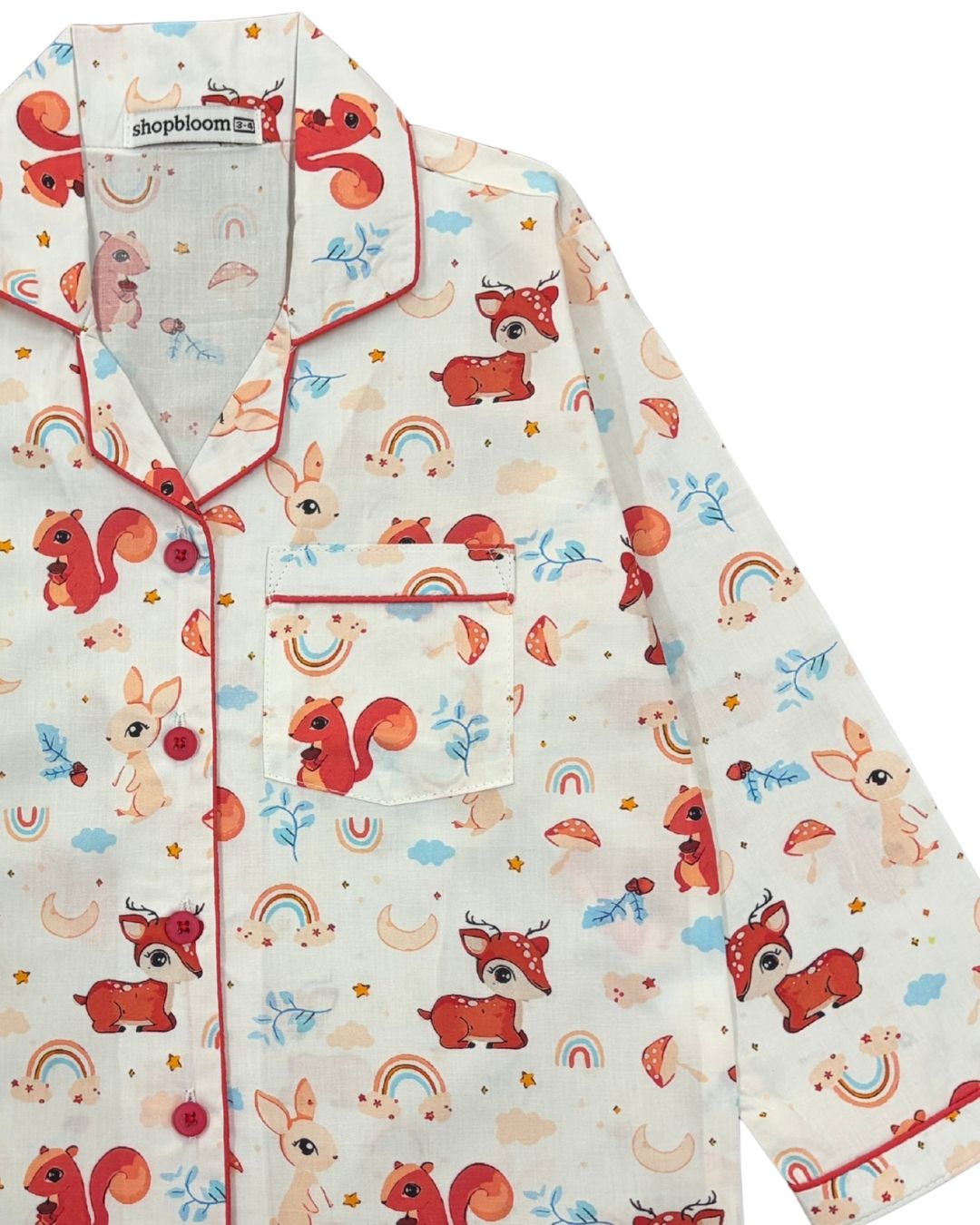 Nutty Buddy Print Long Sleeve Kids Night Suit