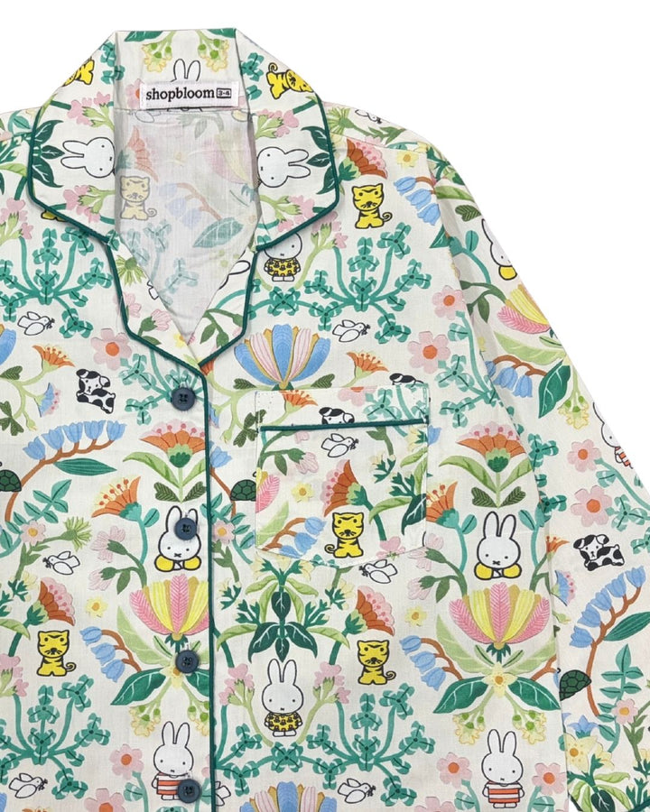 Little Meadow Friends Print Long Sleeve Kids Night Suit