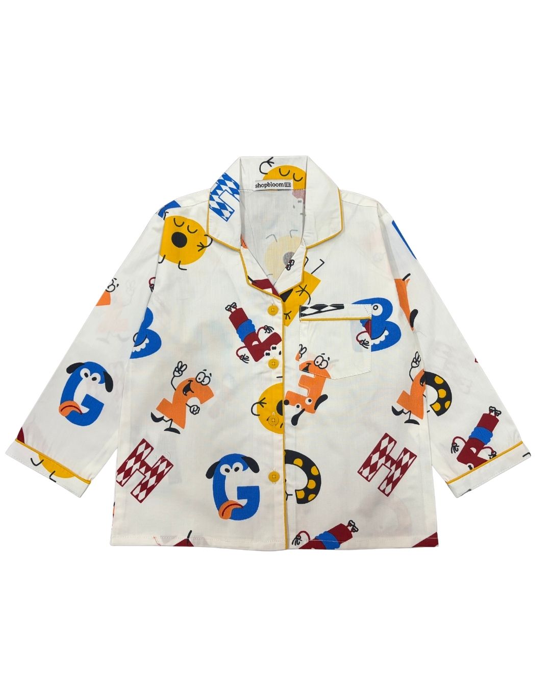 Monster Party Print Long Sleeve Kids Night Suit