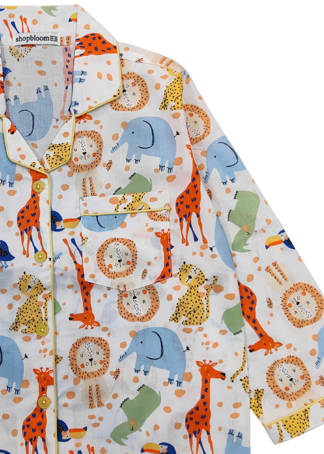 Colorful Animals Print Long Sleeve Kids Night Suit