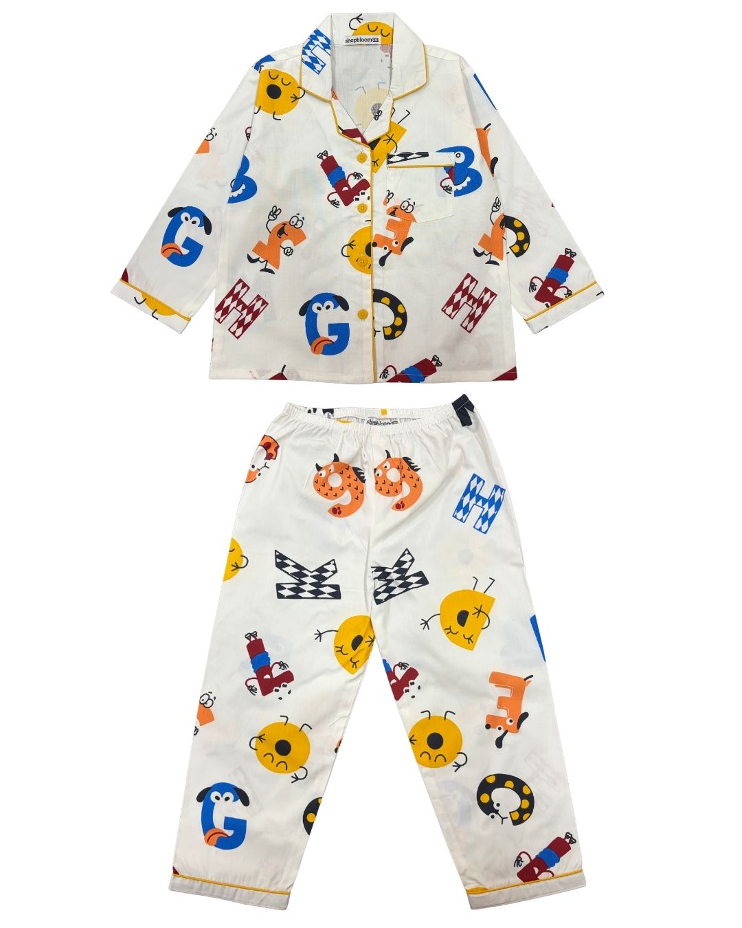Monster Party Print Long Sleeve Kids Night Suit