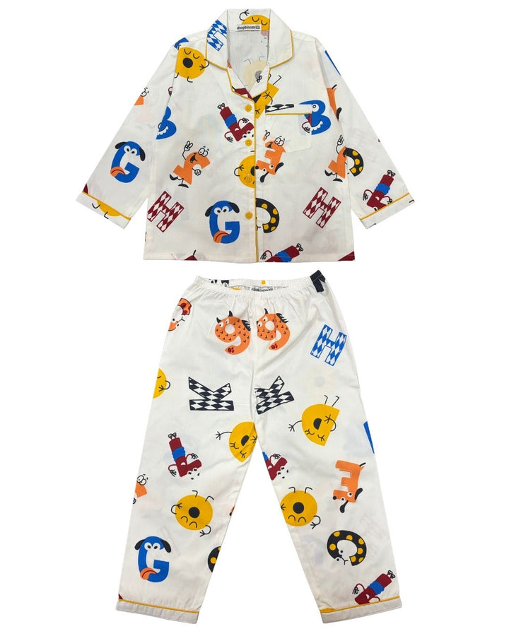 Monster Party Print Long Sleeve Kids Night Suit