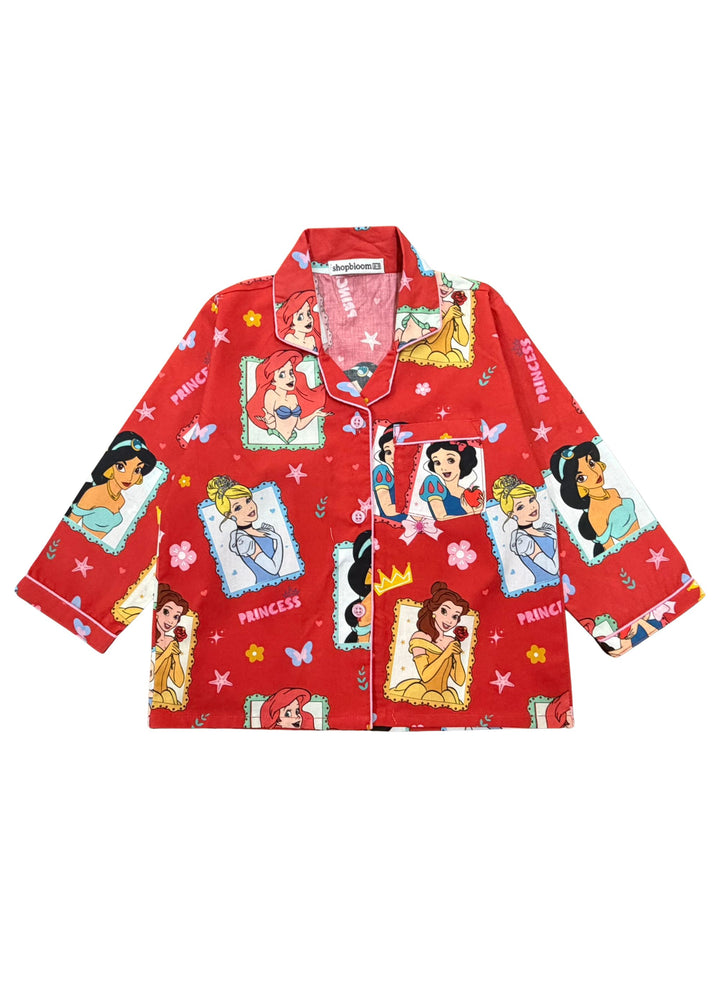 Princess Sparkle Print Long Sleeve Kids Night Suit