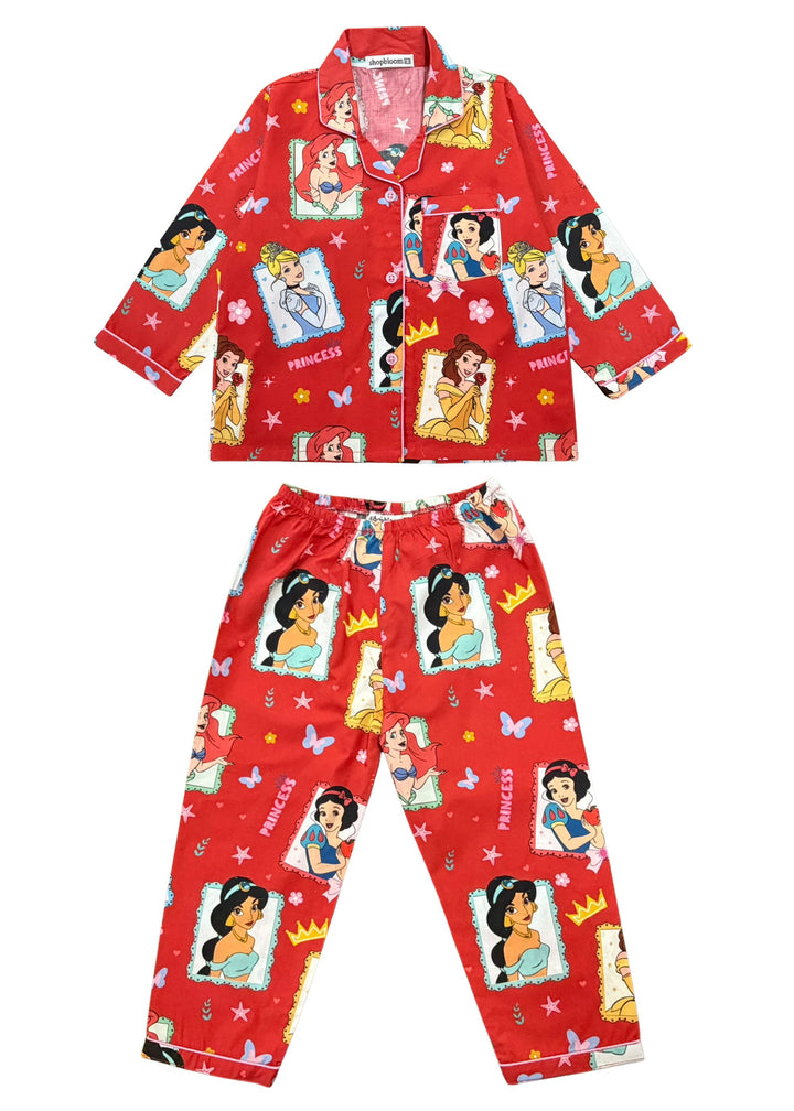 Princess Sparkle Print Long Sleeve Kids Night Suit