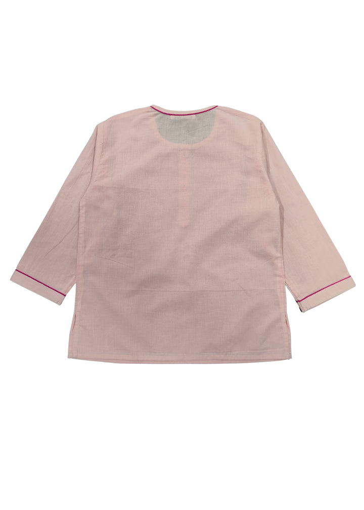 Mermaid At Heart Glitter Print Round Neck Long Sleeve Kids Night Suit