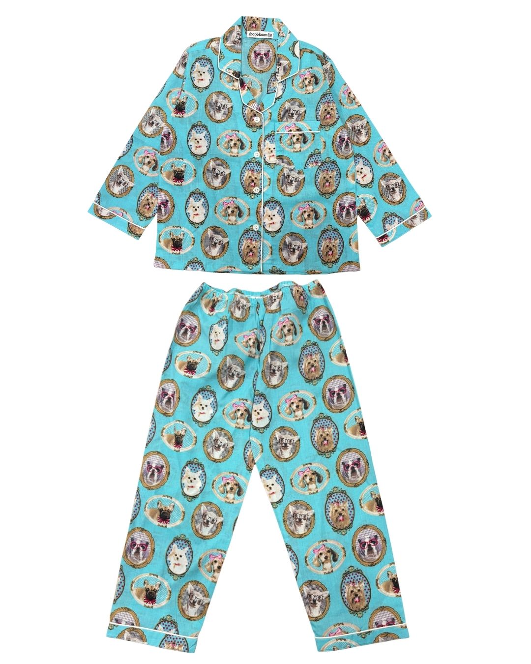 Happy Tails Print Long Sleeve Kids Night Suit
