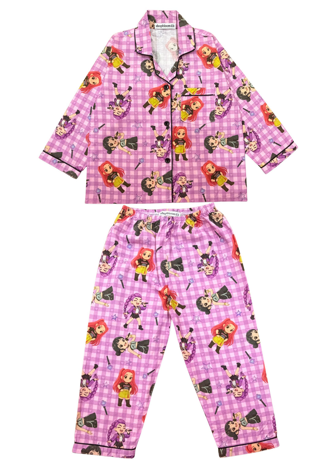 Demon Hunters Midnight Slayer Print Long Sleeve Kids Night Suit