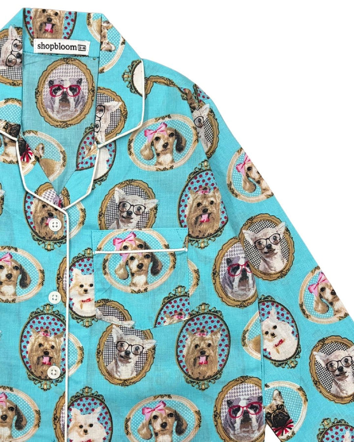 Happy Tails Print Long Sleeve Kids Night Suit