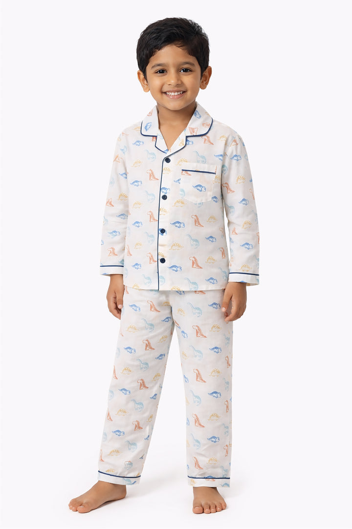 Little Roars Print Long Sleeve Kids Night Suit