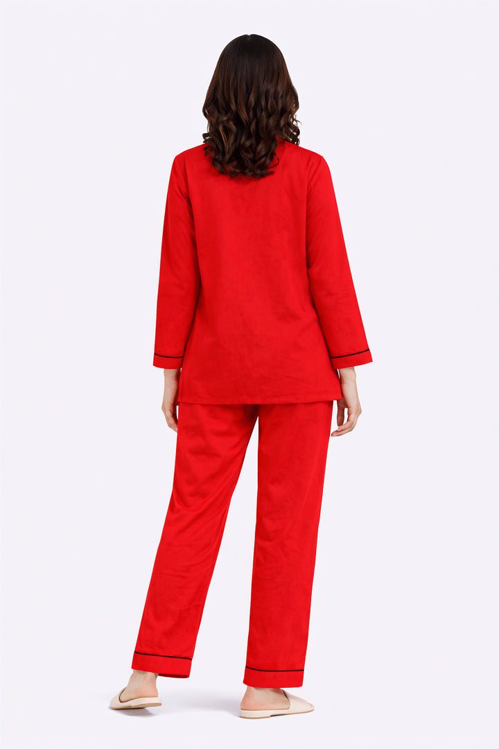You're A Hot-Tea Red Print Long Sleeve Women's Night Suit