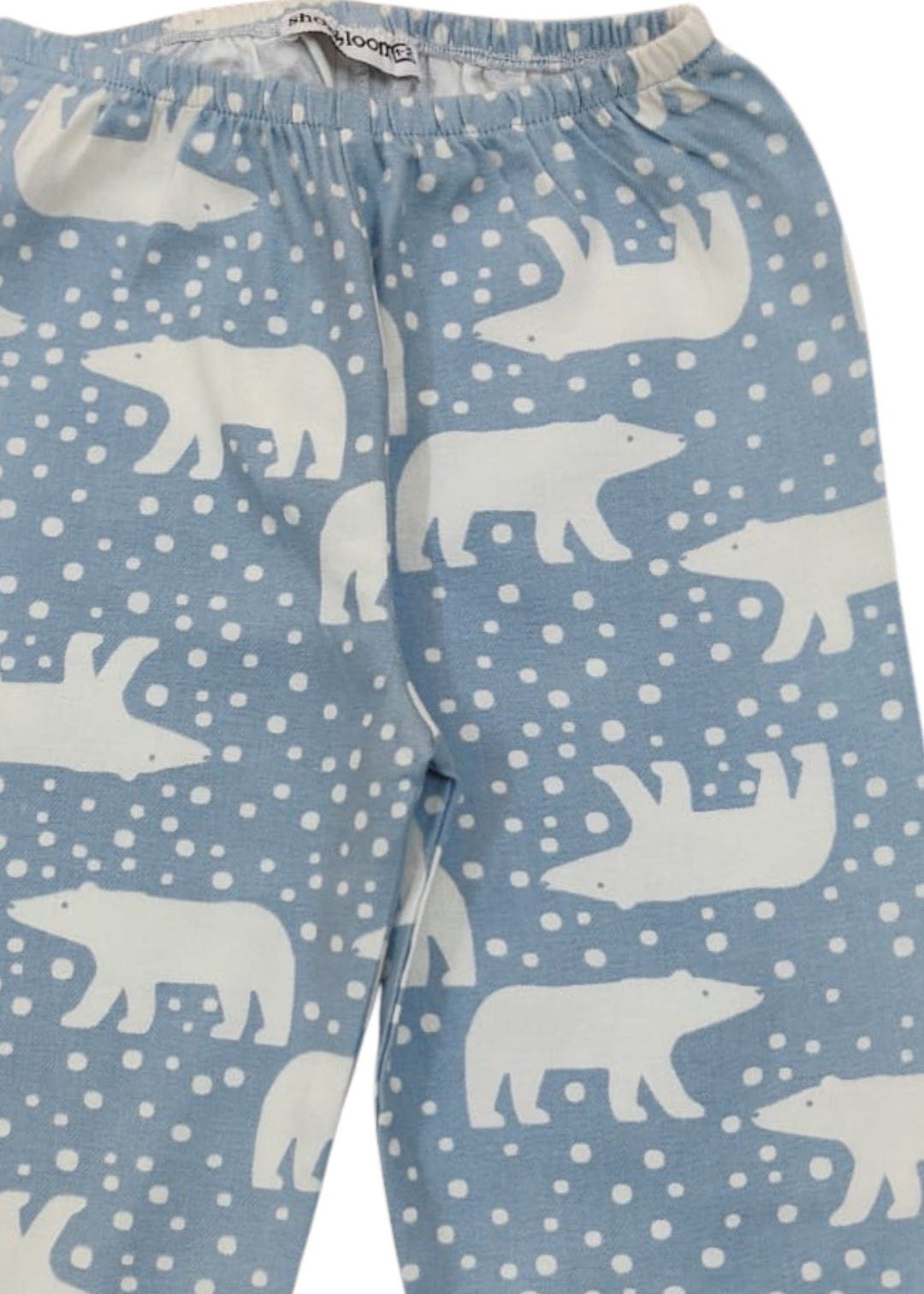 White Polar Bear Cotton Flannel Long Sleeve Kids Night Suit